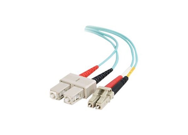 C2G 0.5m LC-SC 10Gb 50/125 Duplex Multimode OM3 Fiber Cable - Aqua - 1.6ft - network cable - 0.5 m - aqua