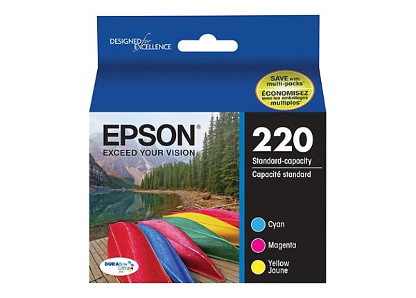 Epson 220 With Sensor - 3-pack - yellow, cyan, magenta - original - ink cartridge