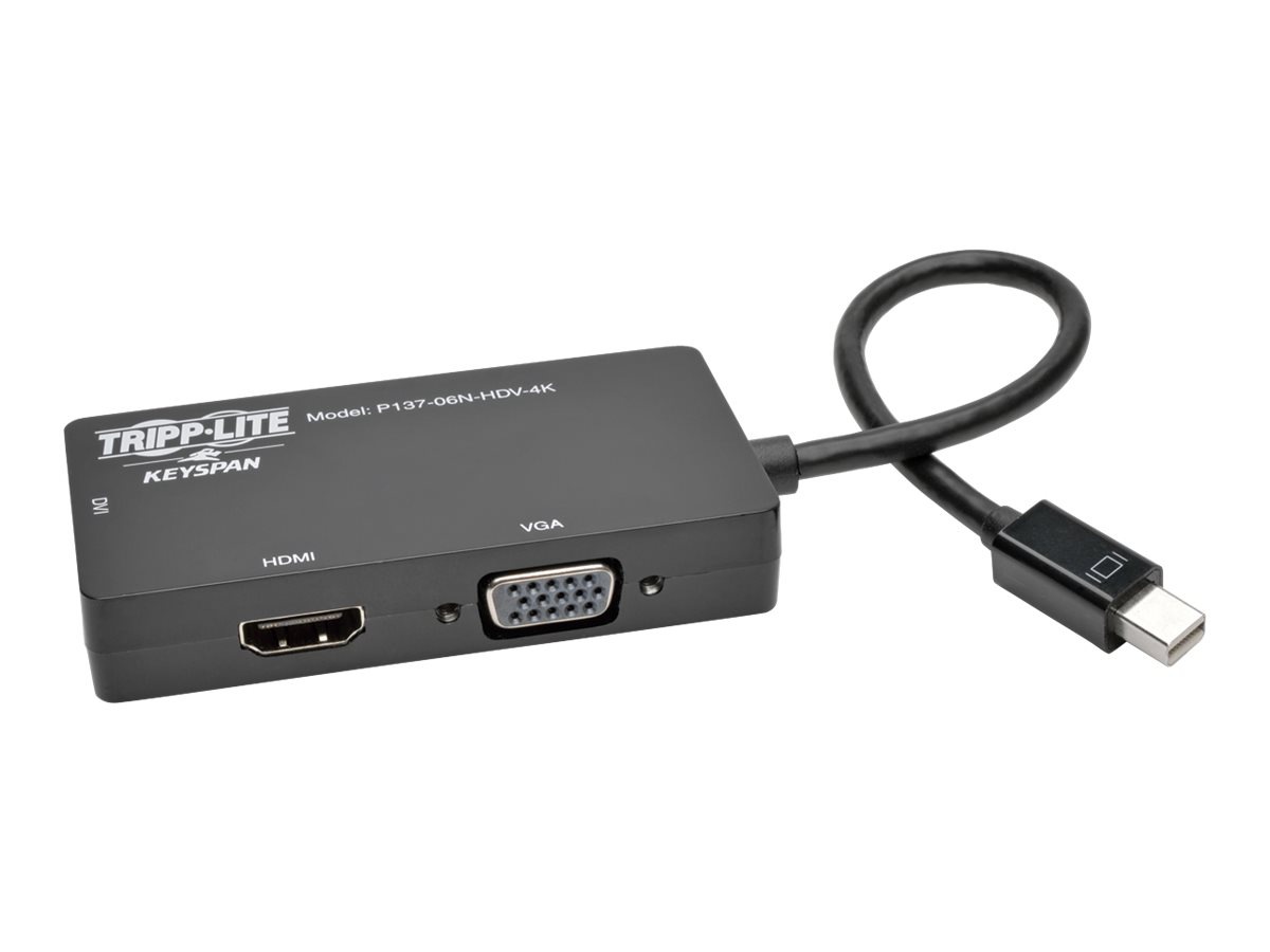Tripp Lite 6in Mini DisplayPort to VGA / DVI / HDMI Adapter Converter 4Kx 2K 6" - video converter - black