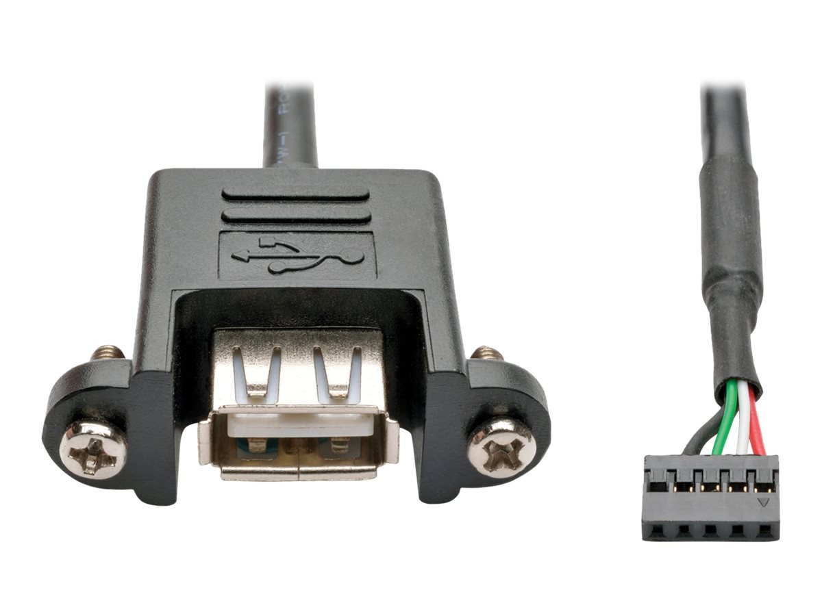 Tripp Lite USB 2.0  Panel Mount Cable 5 Pin Motherboard IDC USB-A F/F 1'