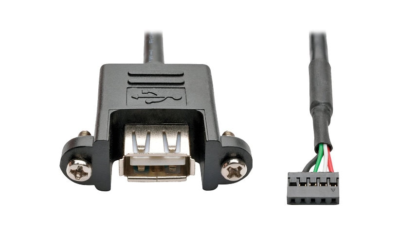 Tripp Lite USB 2.0  Panel Mount Cable 5 Pin Motherboard IDC USB-A F/F 1'