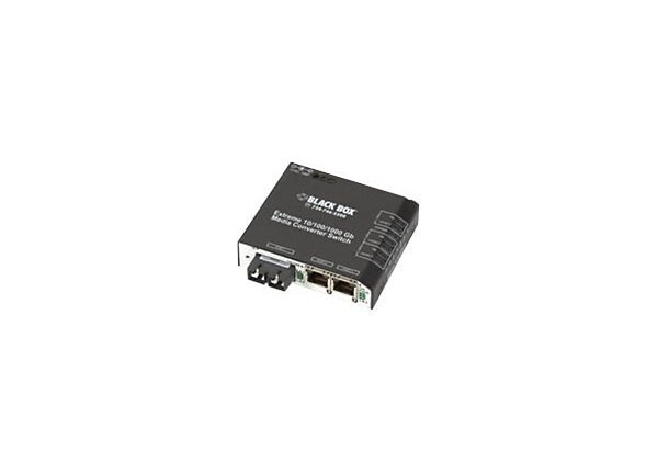 Black Box Hardened Media Converter Switch 220-VAC - fiber media converter - Ethernet, Fast Ethernet, Gigabit Ethernet