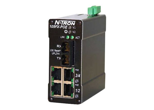 N-TRON 105FX-ST-POE - switch - 5 ports - unmanaged - DIN rail mountable