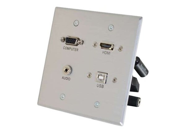 C2G RapidRun HDMI Double Gang Wall Plate with VGA, Stereo Audio and USB - wall plate - HDMI / VGA / audio / USB