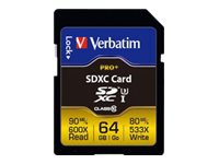 Verbatim PRO+ - flash memory card - 64 GB - SDXC UHS-I