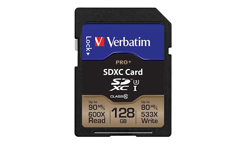 Verbatim PRO+ - flash memory card - 128 GB - SDXC UHS-I