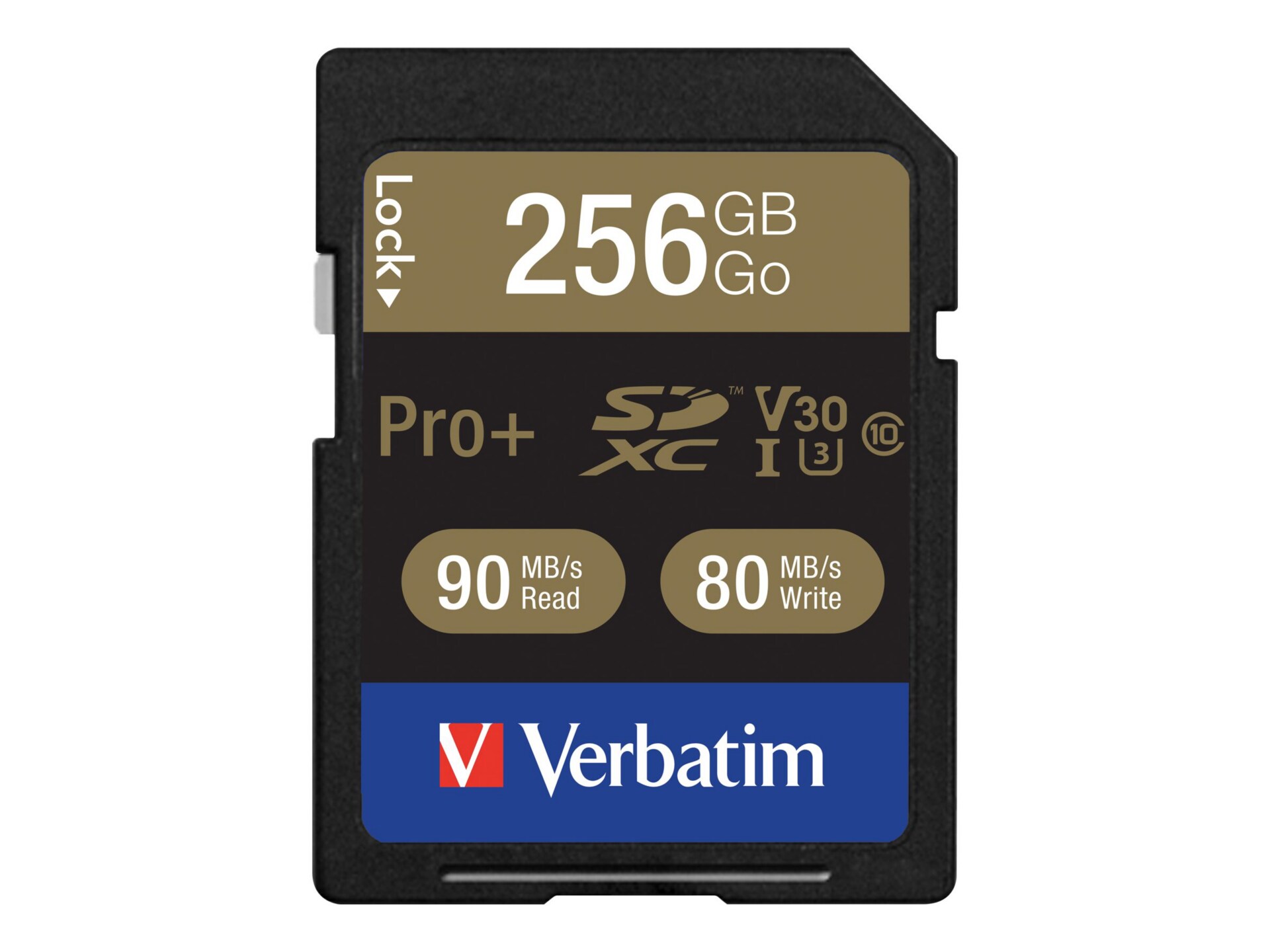 Verbatim PRO+ - flash memory card - 256 GB - SDXC UHS-I