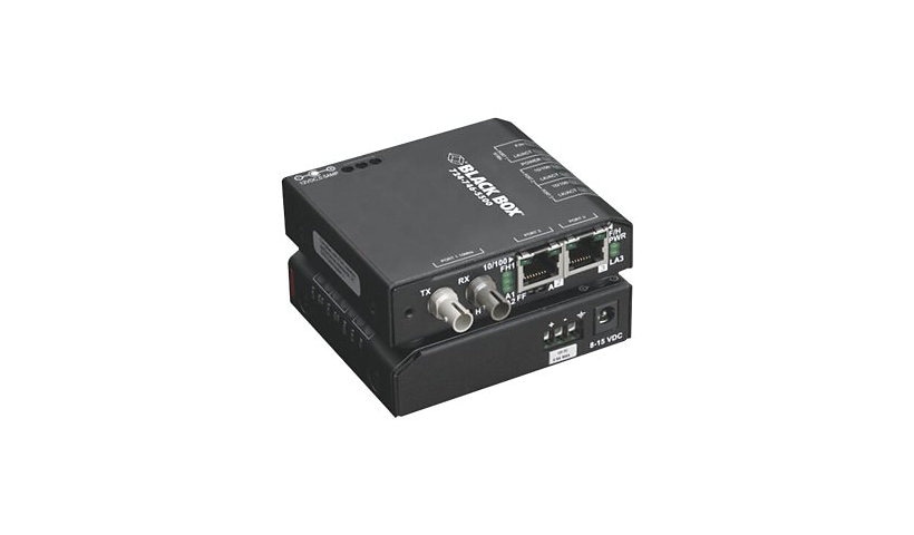 Black Box Hardened Media Converter Switch 48-VDC - fiber media converter -