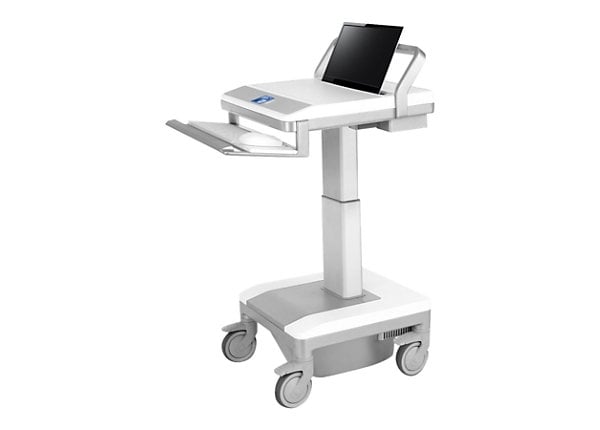 Humanscale TouchPoint Mobile Technology Carts T7 with Auto-Lift PowerTrack Cylinder Laptop Gantry and Laptop work