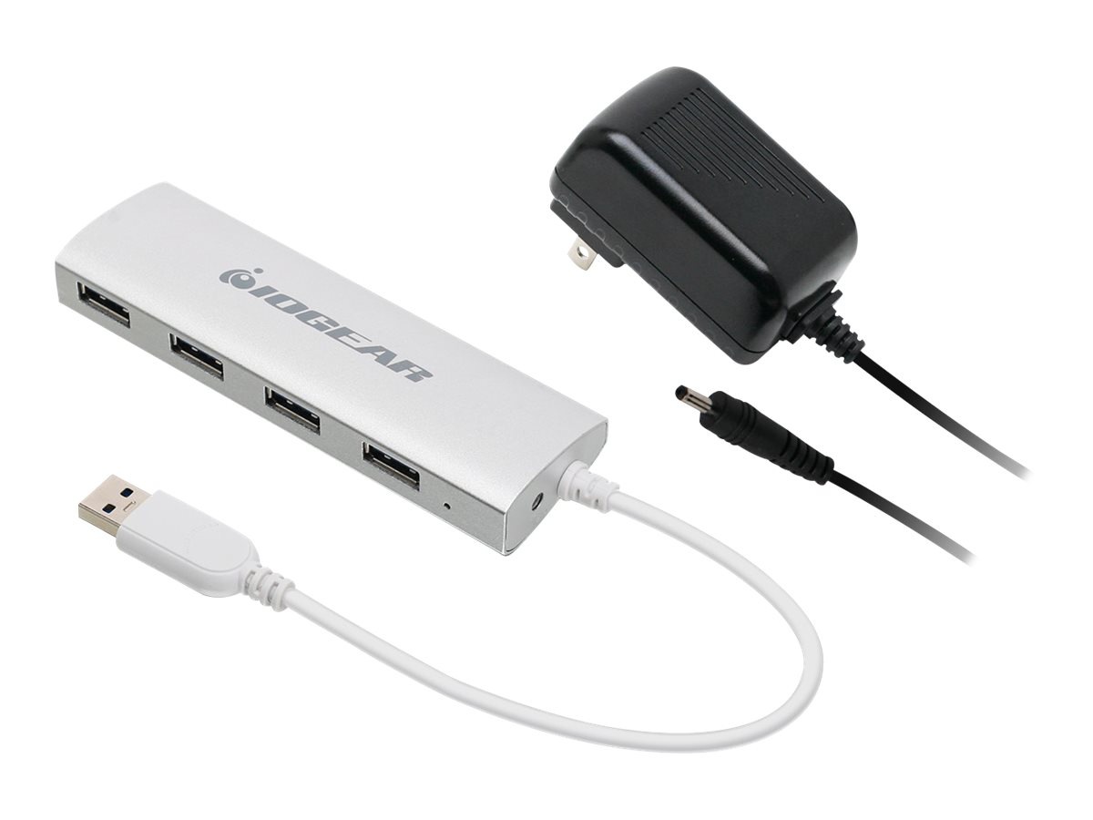 IOGEAR met(AL) P4P Hub, 4-Port USB 3.0 Powered Hub with Aluminum Chassis