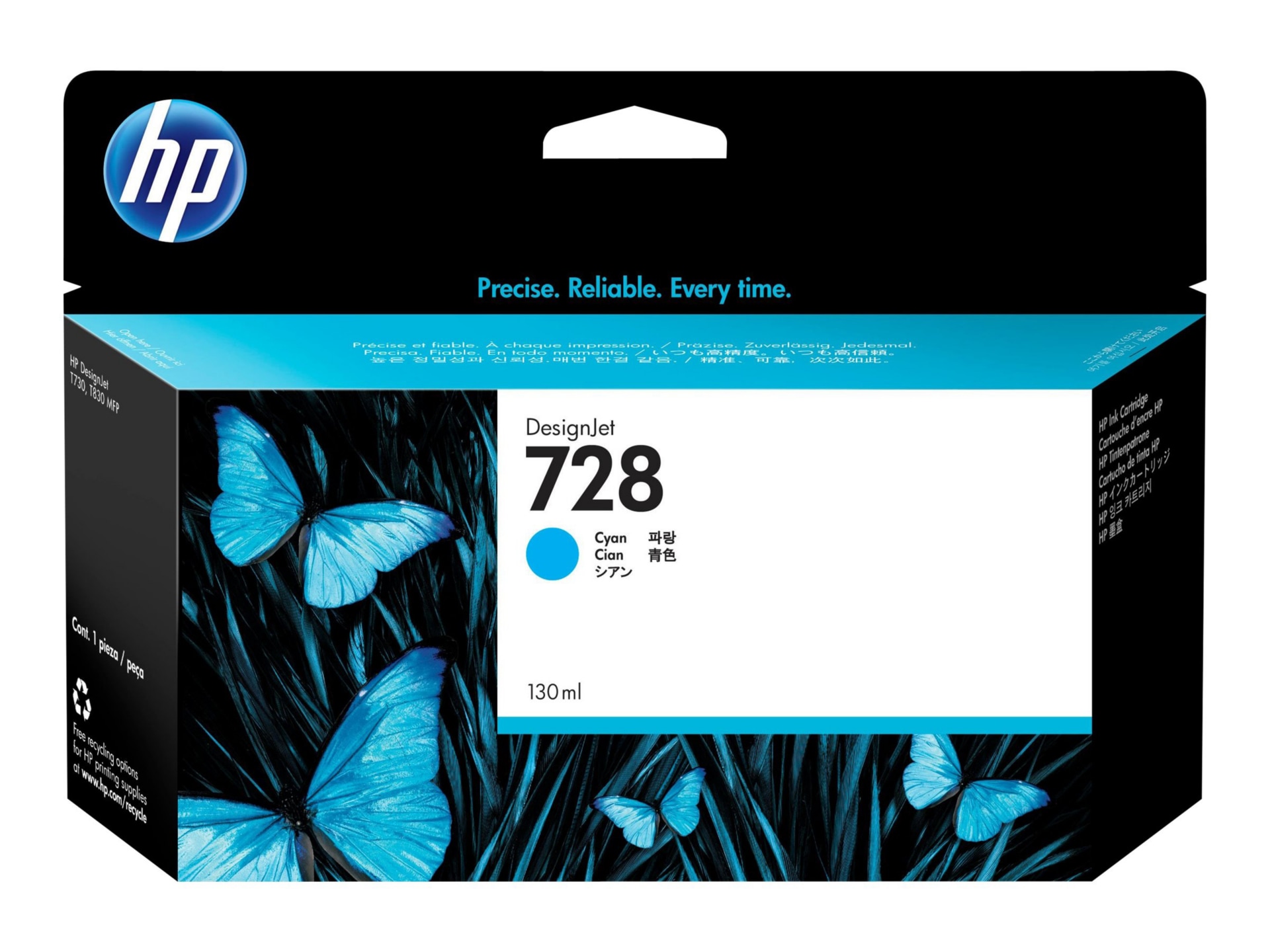 HP 728 (F9J67A) Original Inkjet Ink Cartridge - Cyan - 1 Each
