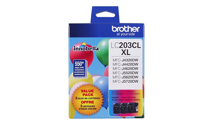 Brother LC203CL XL - 3-pack - High Yield - yellow, cyan, magenta - original - ink cartridge