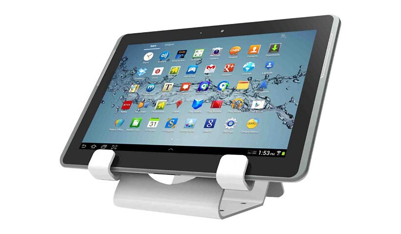 Compulocks Universal Tablet Holder Keyed Coiled Cable Lock White - stand