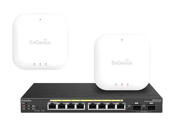 EnGenius Neutron Series EWS2910P-Kit-300 - Starter Kit - switch - 8 ports - managed - with 2 x EnGenius EWS300AP