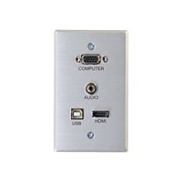 C2G RapidRun VGA + 3.5mm + HDMI and USB Pass Through Single Gang Wall Plate