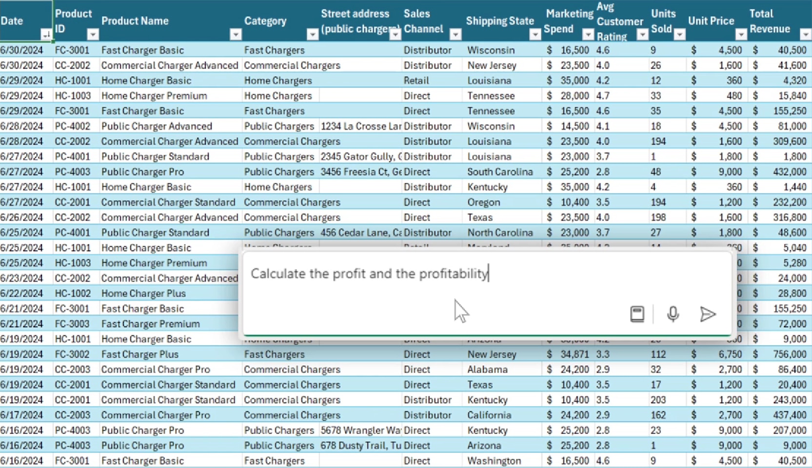 Image showing a person UI of copilot inside of Microsoft Excel.