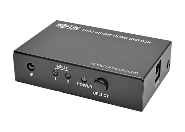 Tripp Lite 2-Port HDMI Switch for Video & Audio 4K x 2K UHD 60 Hz w Remote  - video/audio switch - 2 ports - B119-002-UHD - Audio & Video Cables 