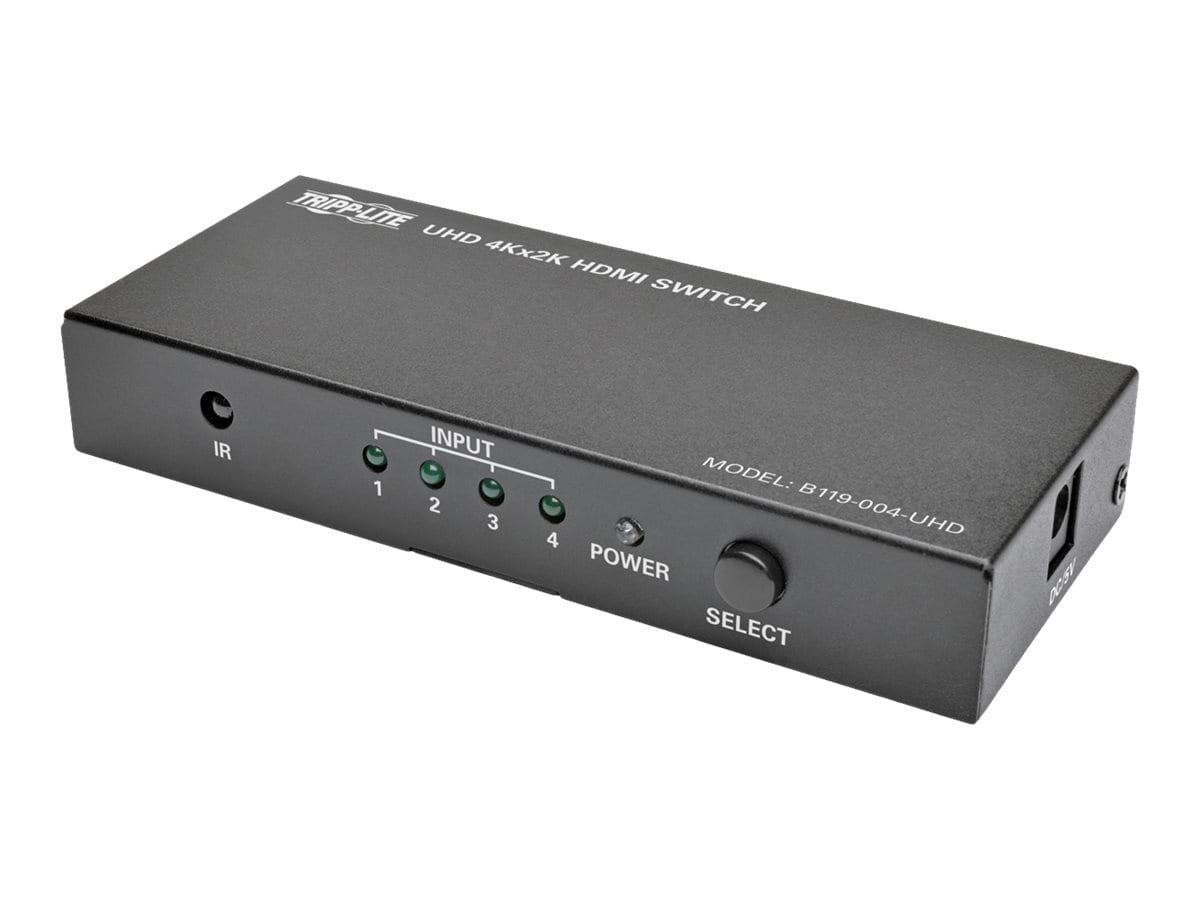 Tripp Lite 4-Port HDMI Switch for Video & Audio 4K x 2K UHD 60 Hz w Remote - video/audio switch - 4 ports