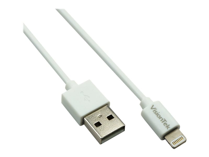 VisionTek Lightning to USB 2 Meter MFI Cable White (M/M)