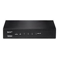 TRENDnet 4-Port Gigabit Switch With SFP Slot, 10 Gbps Switching Capacity, Fanless, 802.1p QoS, Rear Facing Ports, Metal