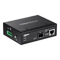 TRENDnet Hardened Industrial 100/1000 Base-T To SFP Media Converter, DIN-Rail And Wall Mount Hardware Included, Multi Or