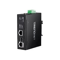 TRENDnet Hardened Industrial 60W Gigabit PoE+ Injector, DIN-Rail Mount, IP30 Rated Housing, Includes DIN-rail & Wall