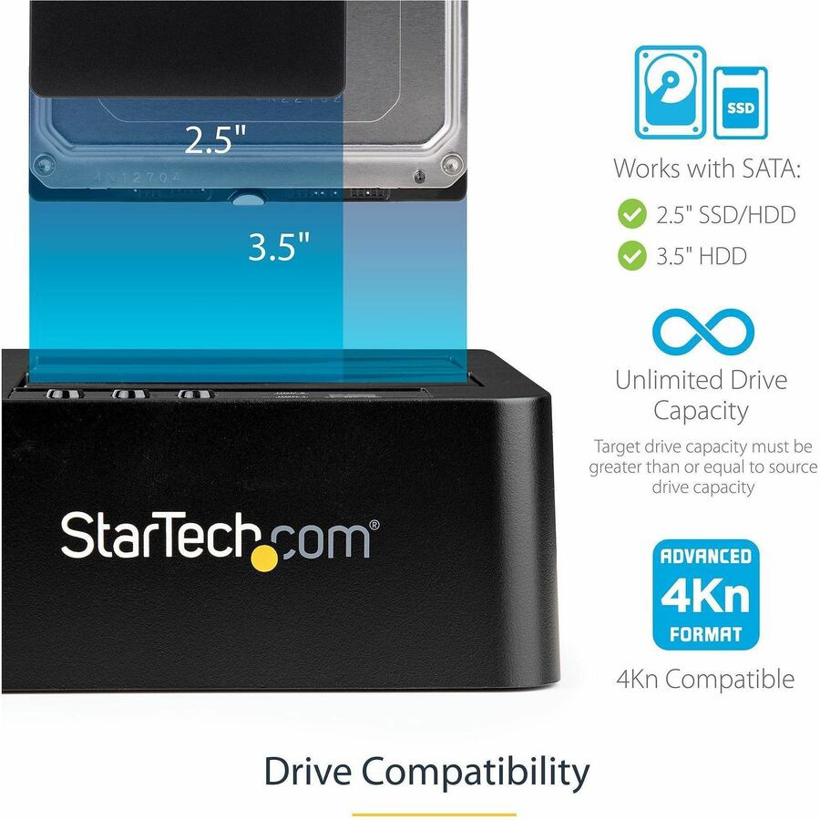 Thumbnail 3 of 6 for StarTech.com Standalone Hard Drive Duplicator, External Dual Bay HDD/SSD Cloner/Copier, USB 3.1 to SATA Drive Docking
