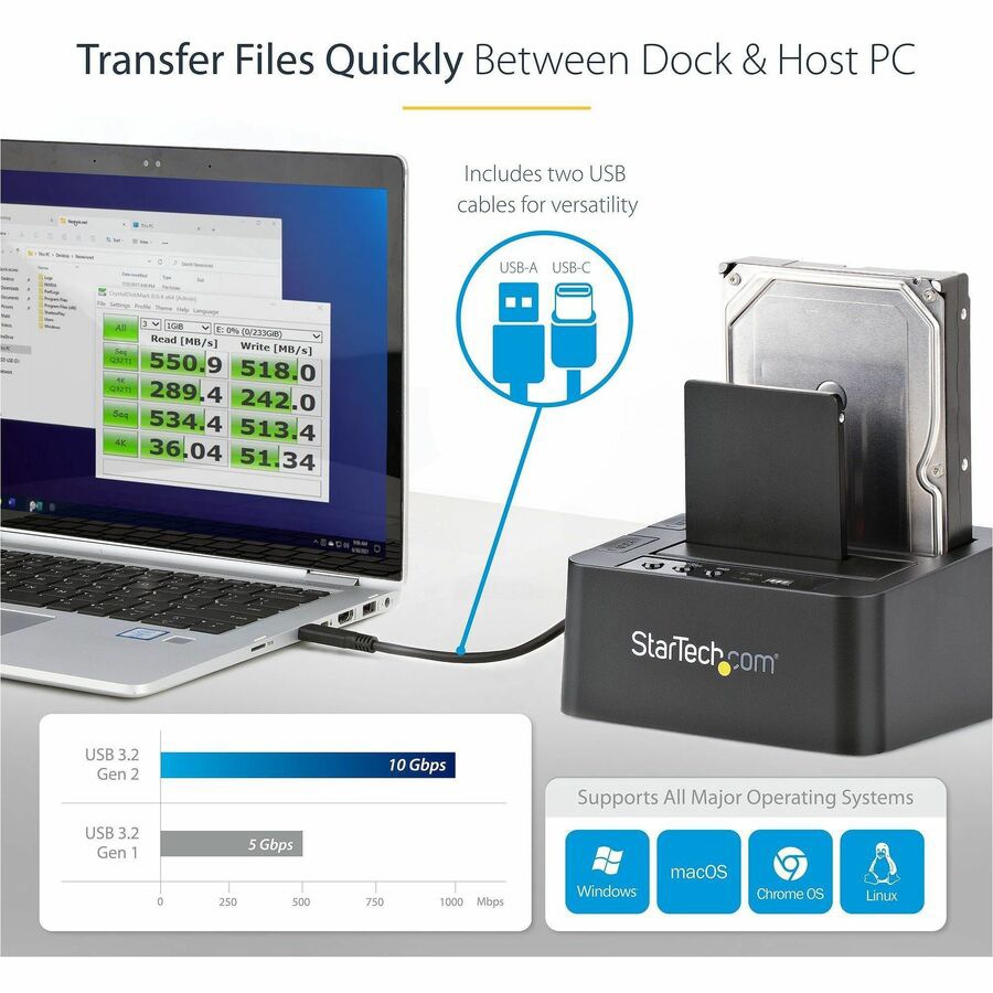 Thumbnail 5 of 6 for StarTech.com Standalone Hard Drive Duplicator, External Dual Bay HDD/SSD Cloner/Copier, USB 3.1 to SATA Drive Docking