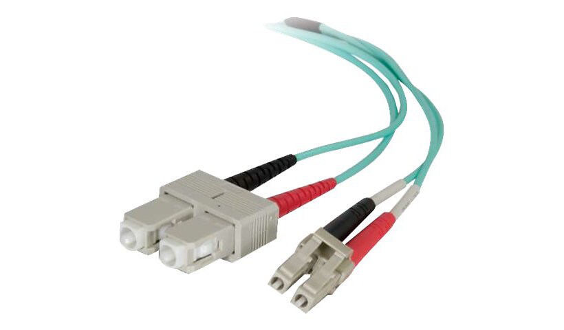 C2G 0.5m LC-SC 50/125 Duplex Multimode OM4 Fiber Cable - Aqua - 1.64ft - ne