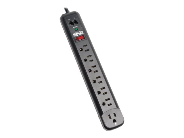Eaton Tripp Lite Series Surge Protector Power Strip 120V Right Angle 7 Outlet RJ11 Black - surge protector - 1.8 kW