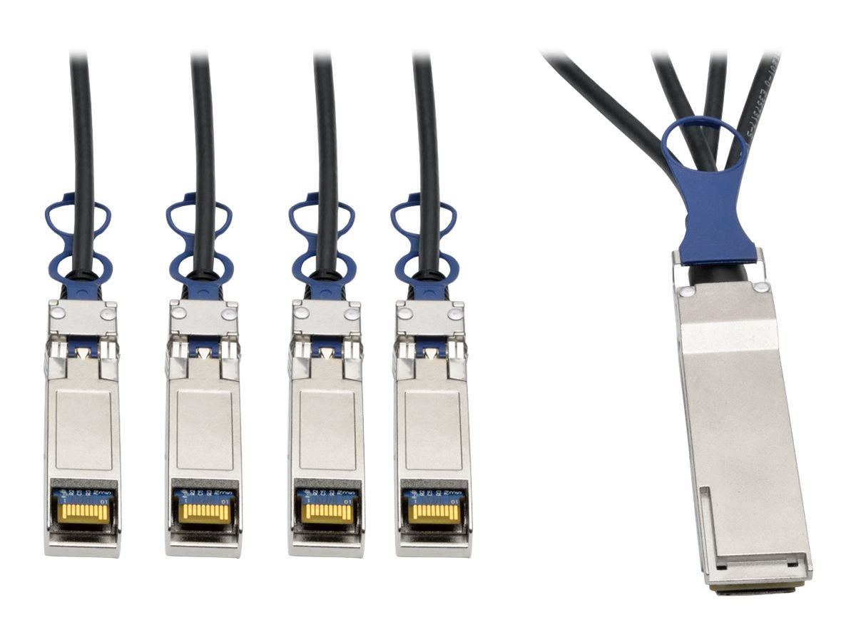 Tripp Lite 40GbE QSFP+ to 10GbE SFP+ Passive Copper Breakout Cable QSFP-4SFP10G-CU1M Compatible 1M 3' - 40GBase direct