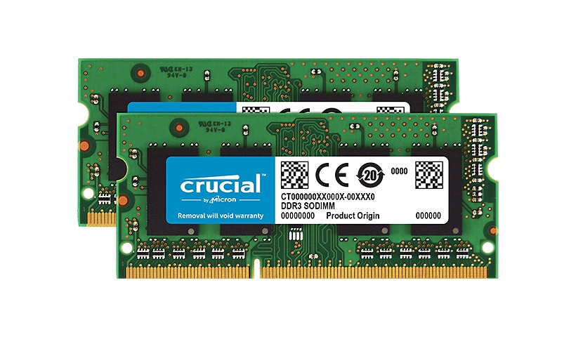 Crucial - DDR3 - 16 GB: 2 x 8 GB - SO-DIMM 204-pin - unbuffered