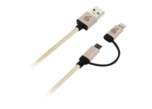 IOGEAR DuoLinq charging / data cable - Lightning / USB - 3.3 ft