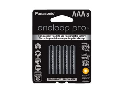 Panasonic eneloop pro BK-4HCCA8BA battery - 8 x AAA - NiMH - BK-4HCCA8BA -  Office Basics 