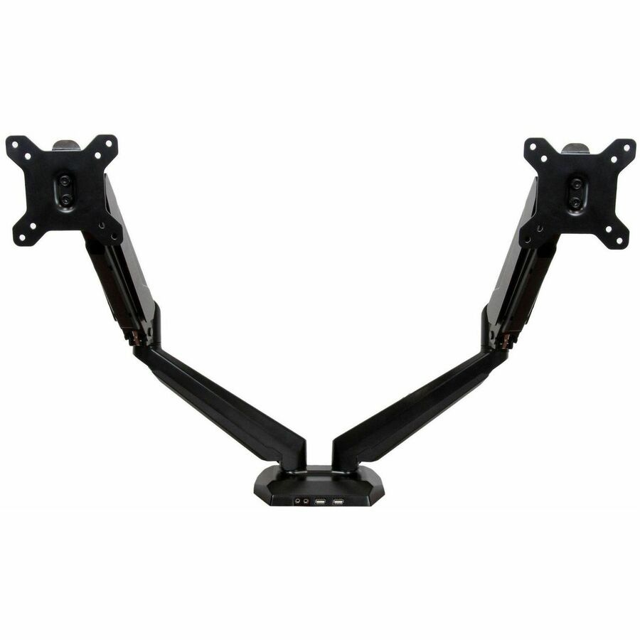 StarTech.com Desk Mount Dual Monitor Arm with USB/Audio, Desk Clamp Ergonom