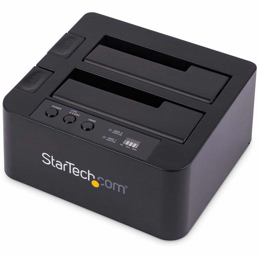 StarTech.com Standalone Hard Drive Duplicator, External Dual Bay HDD/SSD Cloner/Copier, USB 3.1 to SATA Drive Docking