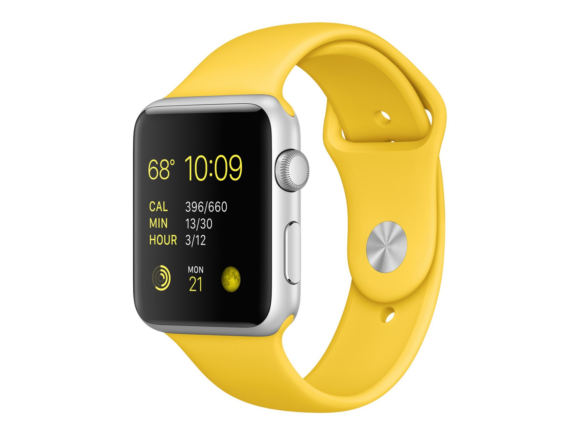 Apple Watch Sport - silver aluminum - smart watch with sport band - yellow