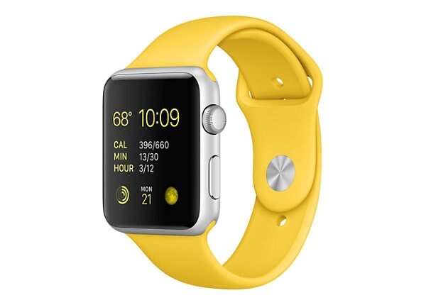 Apple Watch Sport - silver aluminum - smart watch with sport band - yellow