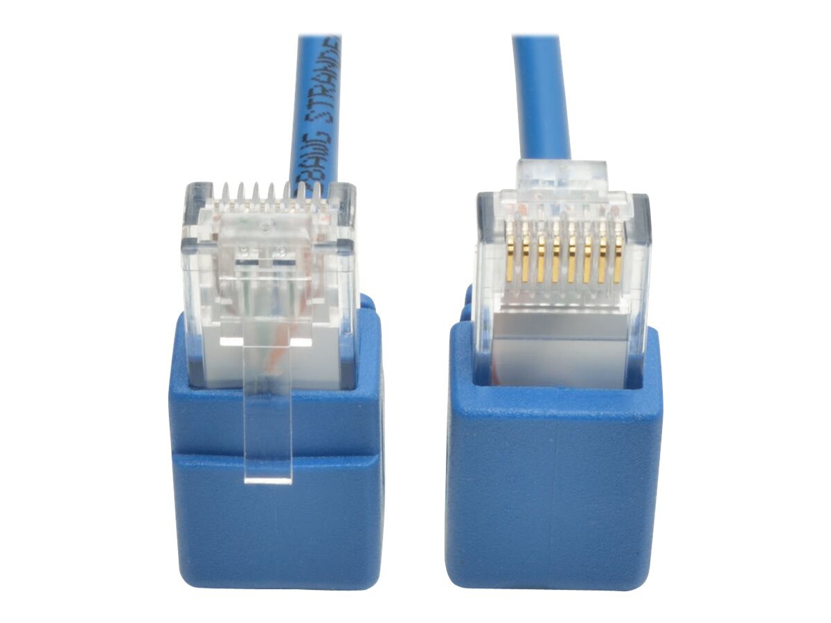 Eaton Tripp Lite Series Right-Angle Cat6 Gigabit Snagless Molded Slim UTP Ethernet Cable (RJ45 M/M), Blue, 1 ft. (0.31