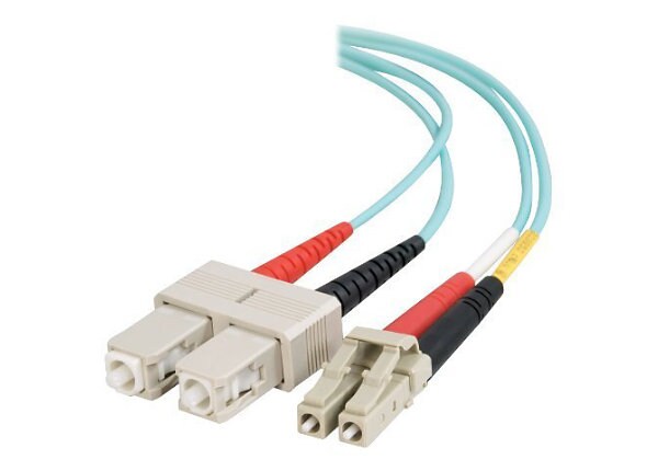 C2G 3m LC-SC 10Gb 50/125 OM3 Duplex Multimode Fiber Optic Cable (TAA Compliant) - Aqua - patch cable - 10 ft - aqua