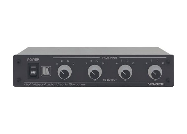 Kramer VS-6EIII 4x4 Composite Video & Stereo Audio Matrix Switcher (265MHz) - video/audio switch - rack-mountable