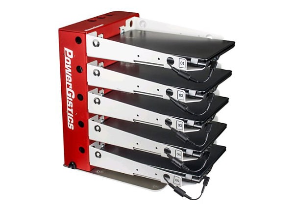 PowerGistics 5 Shelf Desktop Tower - charging stand