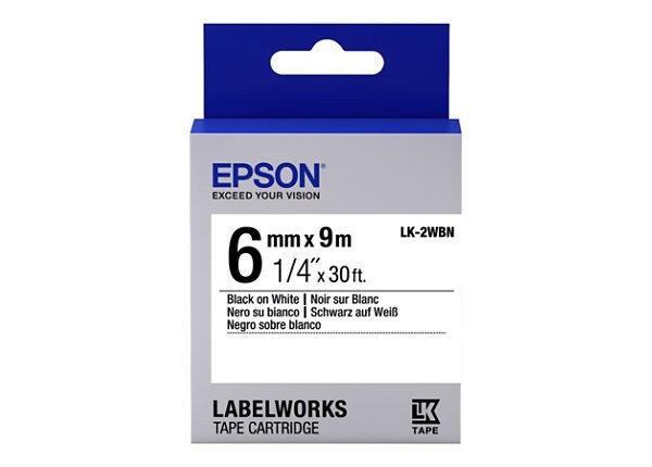 Epson LabelWorks LK-2WBN - label tape - 1 roll(s) - Roll (0.24 in x 29.5 ft)