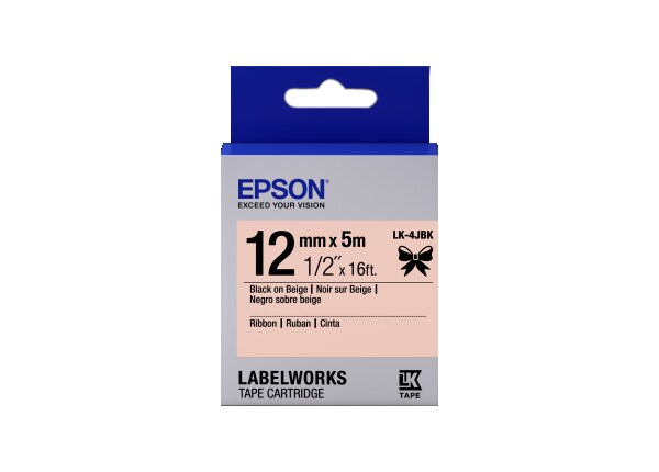 Epson LabelWorks Ribbon LK Tape Cartridge - Black on Beige - 1/2"x16'