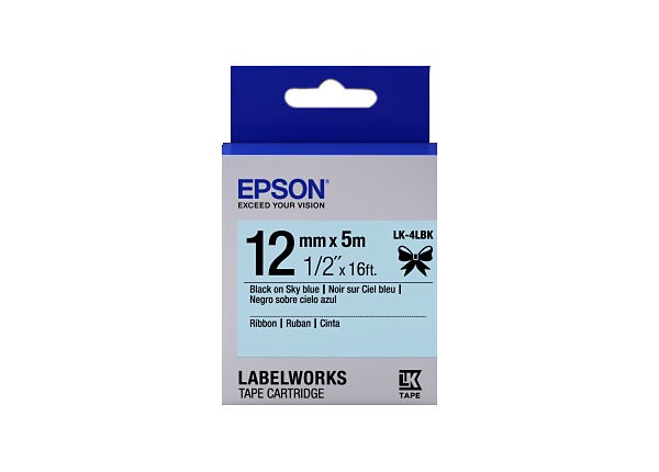 Epson LabelWorks Ribbon LK Tape Cartridge - Black on Skyblue - 1/2"x16'