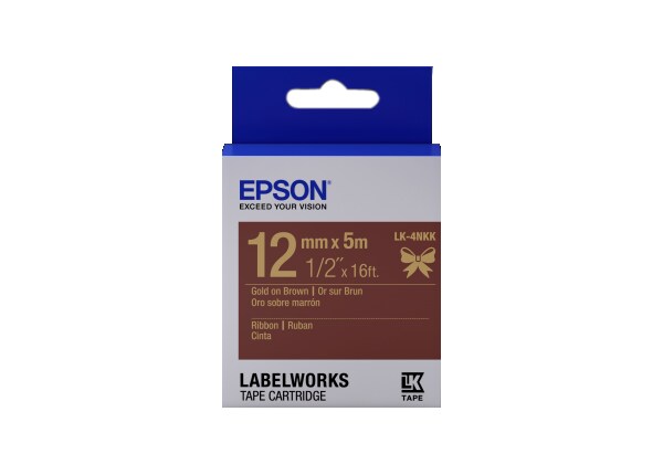 Epson LabelWorks Ribbon LK Tape Cartridge - Gold on Brown - 1/2"x16'