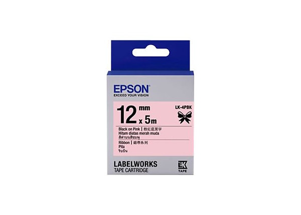 Epson LabelWorks LK-4PBK - label tape - 1 roll(s) - Roll (0.47 in x 29.5 ft)