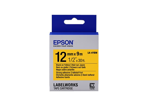 Epson LabelWorks Strong Adhesive LK Tape Cartridge - Black on Yellow