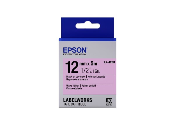 Epson LabelWorks Wave Ribbon LK Tape Cartridge - Black on Lavender