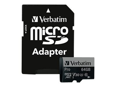 Verbatim PRO - flash memory card - 64 GB - microSDXC UHS-I